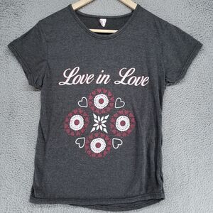 Love In‎ Love Girls L Knit Tee Shirt Gray Cap Sleeve Scoop Neck